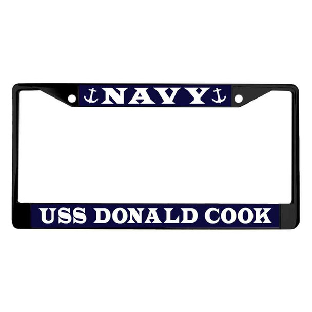 uss donald cook powder coated license plate frame