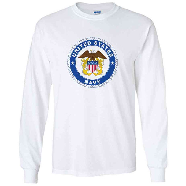 officially licensed u s navy emblem anchor white long sleeve shirt