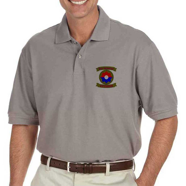 army 9th infantry division veteran grey performance polo shirt