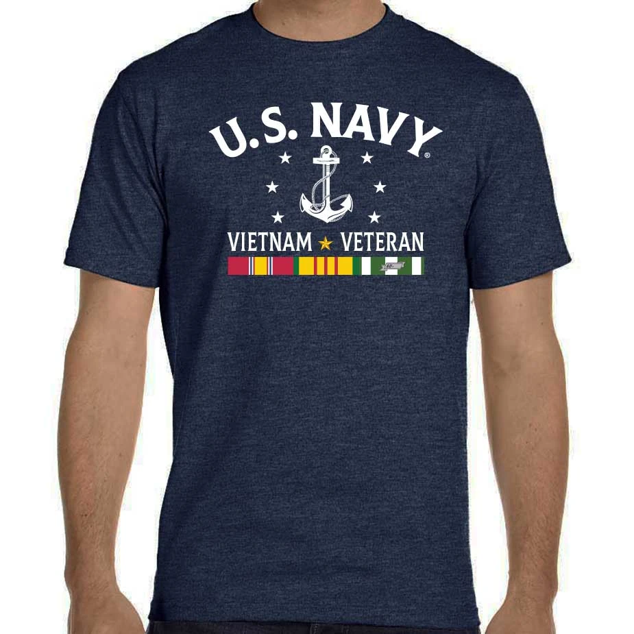 Officially Licensed Vietnam Navy Veteran 3 Ribbons TShirt