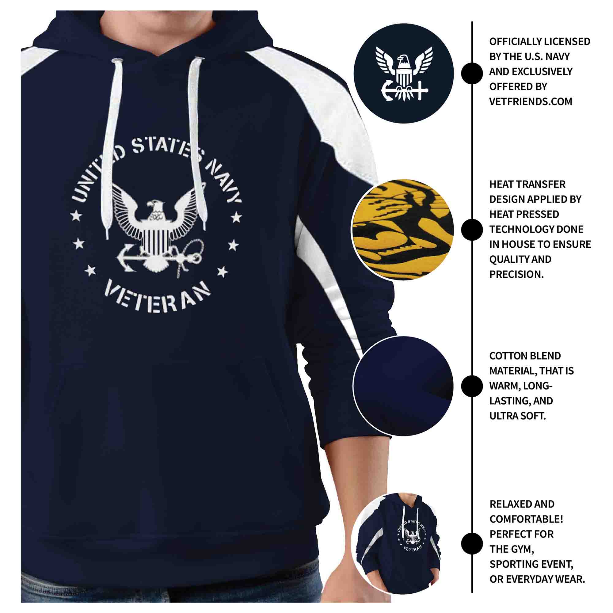 US Navy Veteran Hooded Sweatshirt Officially Licensed