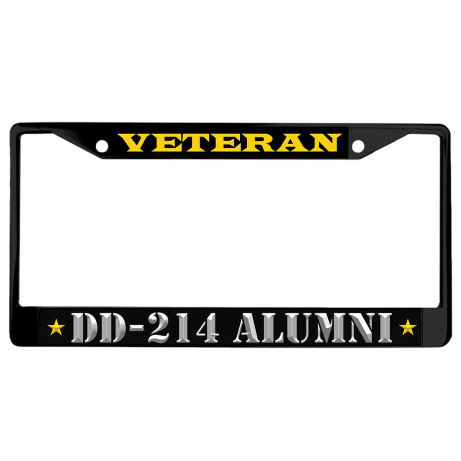 US Veteran DD-214 Alumni Black Metal License Plate Frame