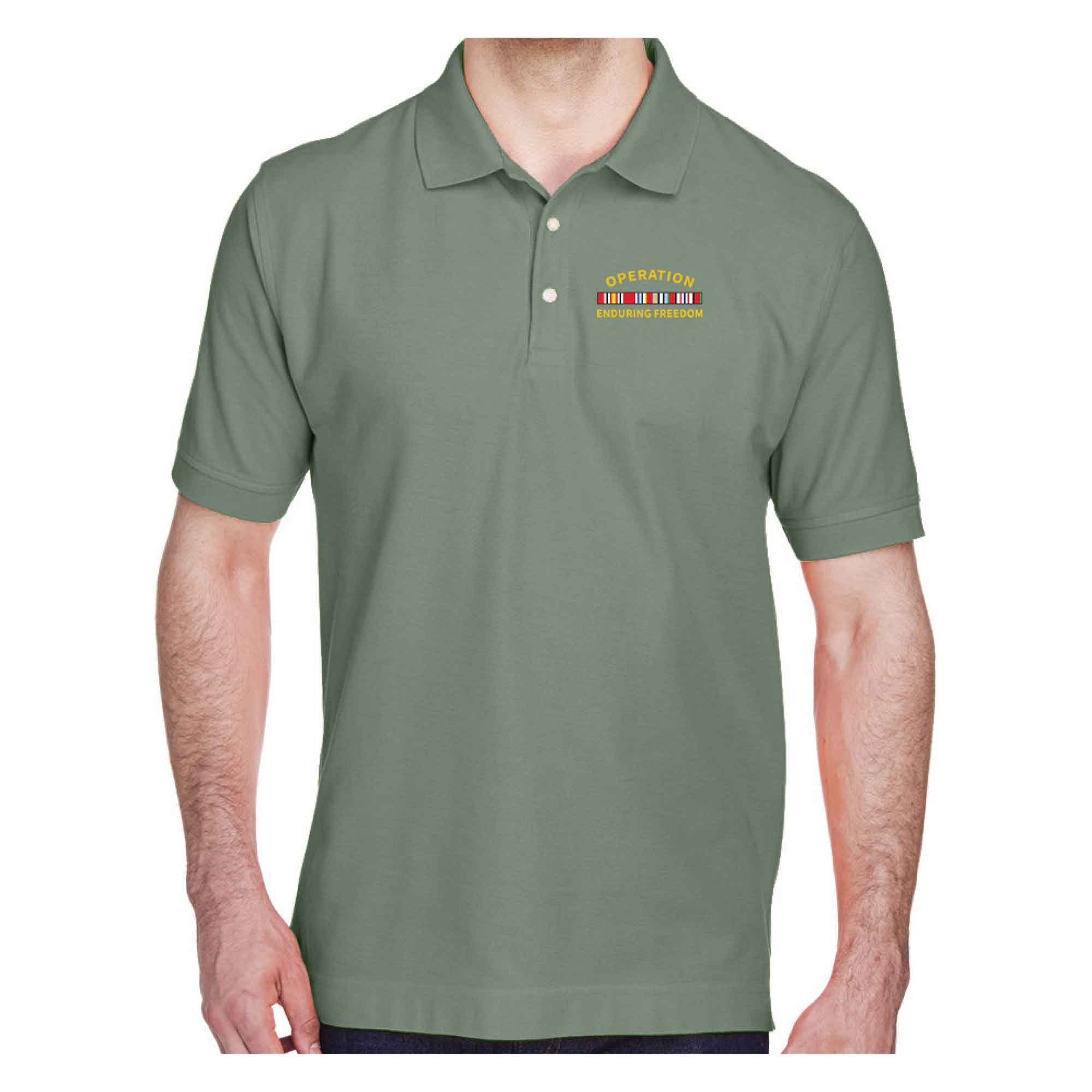 Operation Enduring Freedom Veteran Polo with Service Ribbon