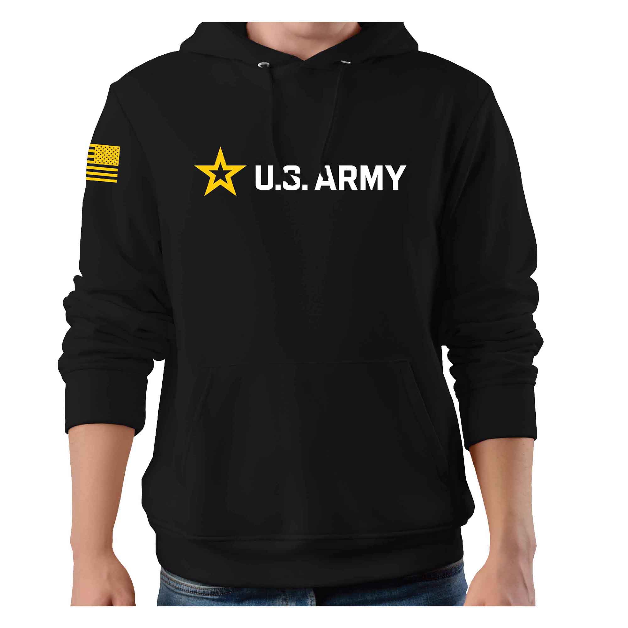 NEW Officially Licensed United States Army Logo and Slogan on Graphic Black Hoodie