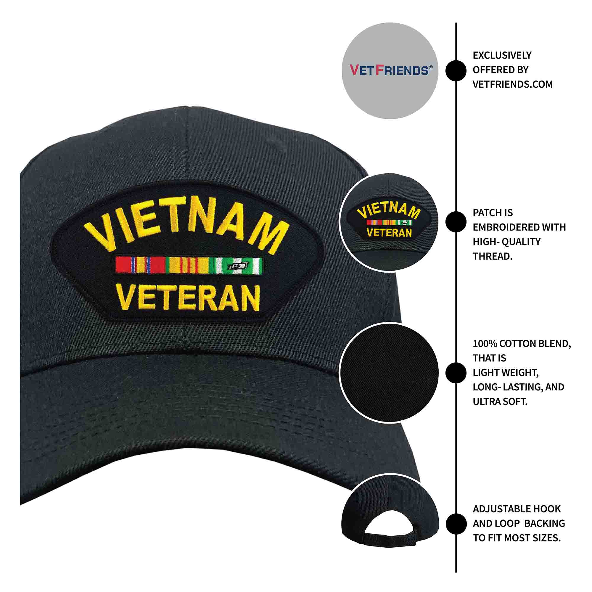 Vietnam Vet Veteran Ribbon Embroidered Beanie Skull Cap – Trade Winds WIN607A