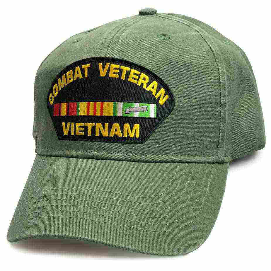 U.S MILITARY VIETNAM VETERAN HAT FLAT TOP OD GREEN BALL CAP