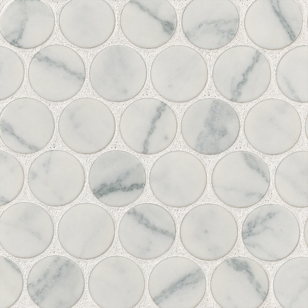 CARRARA MATTE PENNY ROUND MOSAIC — CARMATPENROU-MOS — product shot