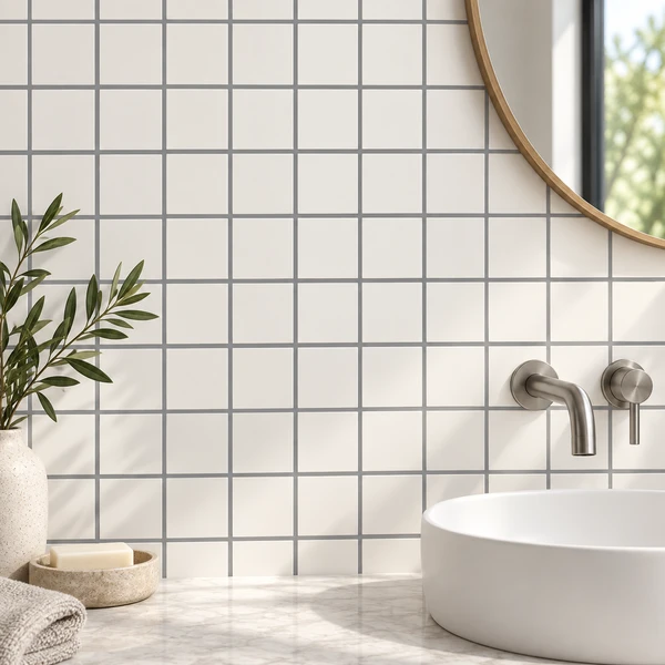 11.8X11.8 MARJINAL WHITE 2"X2" MOSAIC — USA-MARWHIX2-11.8X11.8-MOS-LAP — installed scene