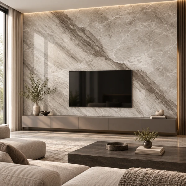 48x96 DOLCE — LIO-DOL-48X96-SLAB-GREY-LUS-9MM-B — installed scene