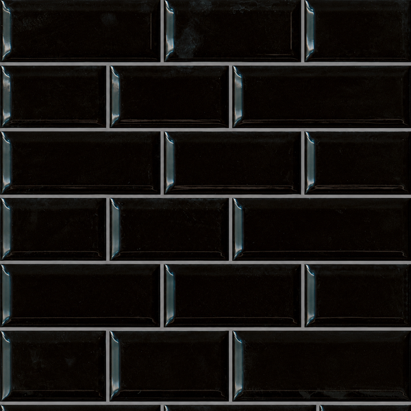 12X12 BLACK AMALFI 2"X4" BEVELED MOSAIC — VIK-BLAAMAX4BEV-12X12-MOS-GLS — product shot
