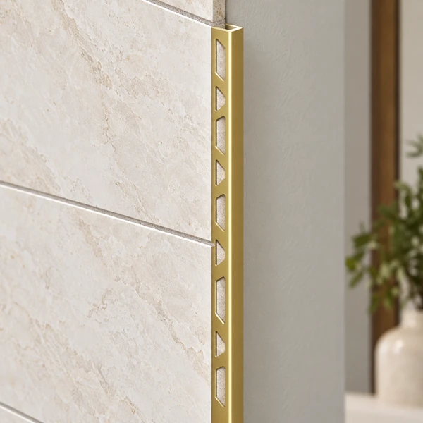 ALUMINUM TILE TRIM — ALUTRI-TRIM-GOLD-MAT — installed scene