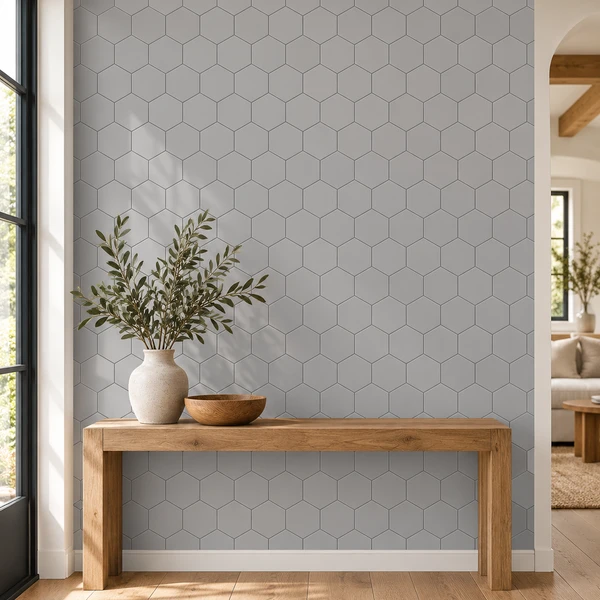 11X13 C5251 HEXAGON MOSAIC — GLO-C52HEX-11X13-MOS-GREY-MAT — installed scene