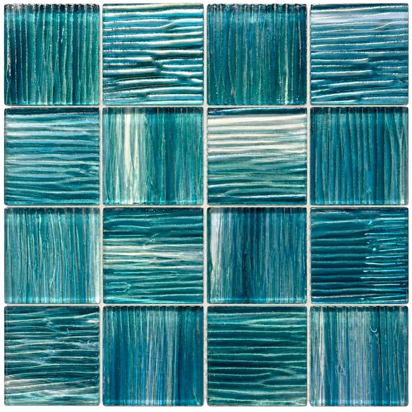 12X12 23X23X6MM IRIDESCENT GLASS MOSAIC WITH UNEVEN SURFACE — FOS-IRIGLAWITUNE-12X12-MOS-SL0 — product shot