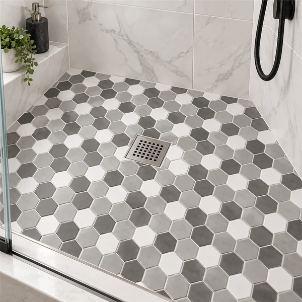 12X12 (15X15 + 15X48 + 15X98)X6MM WHITE AND BLACK GLASS MOSAIC MIX DIAMOND — FOS-X6MWHIANDBLA-12X12-MOS-SL0 — installed scene