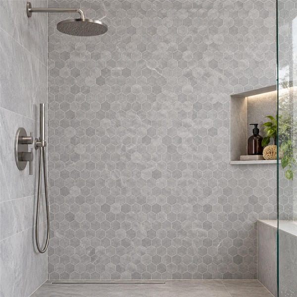 11X13 C5252 HEXAGON MOSAIC — GLO-C52HEX-11X13-MOS-LIGGRE-MAT — installed scene