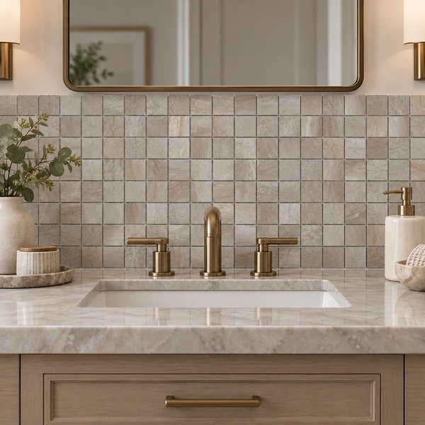 12" x 12" CANYON MOSAIC — Grigio — USA-CANMOS-12X12-MOS-GRI-POL-2X2-PIECES — installed scene