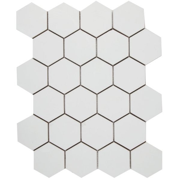 3" MARGINAL HEXAGON MOSAIC — White — USA-MARHEXMOS-3-MOS-WHITE-POL — product shot
