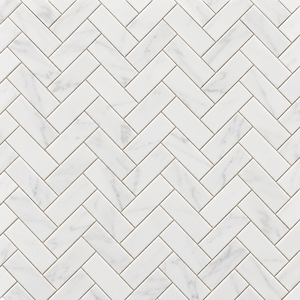 1" x 4" EASTERN HERRINGBONE MARBLE MOSAIC — White — EASHERMARMOS-1X4-MOS-WHITE-POL — product shot