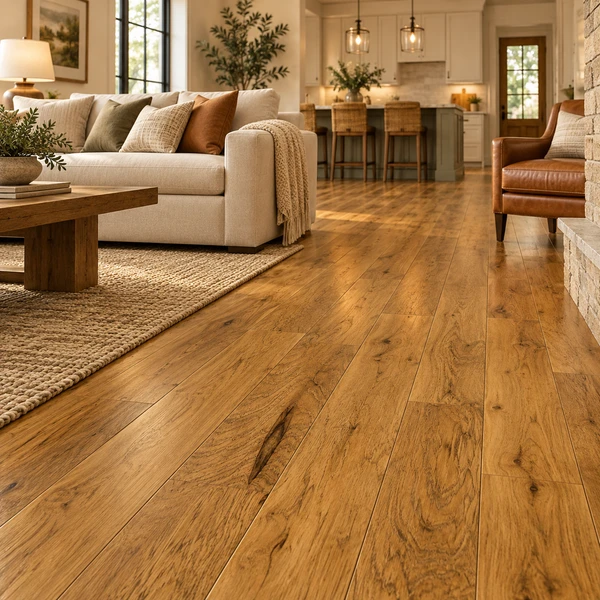 5" HICKORY HARDWOOD FLOORING — Natural — STO-HIC-5-HWD-NAT — installed scene