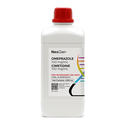 Omeprazole 100 mg/mL + Cimetidine 100 mg/mL, Oral Suspension, 1000mL Omeprazole 100 mg/mL + Cimetidine 100 mg/mL, Oral Suspension, 1000mL