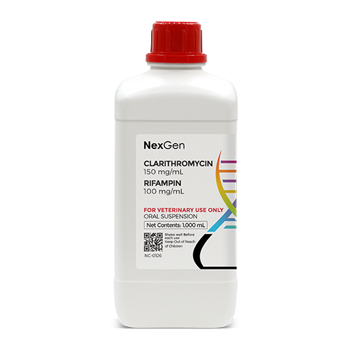 Clarithromycin 150 mg/mL + Rifampin 100 mg/mL, Oral Suspension, 1000mL Clarithromycin 150 mg/mL + Rifampin 100 mg/mL, Oral Suspension, 1000mL