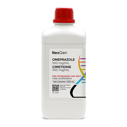 Omeprazole 100 mg/mL + Cimetidine 100 mg/mL, Oral Suspension, 1000mL