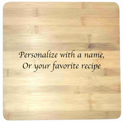 Elegantly simple design meets refined craftsmanship
Made from plantation grown bamboo wood
Protect your counter and table tops with this handsome wood cutting board
Measures 12" L x 12" W x 0.625" H
Made from plantation grown bamboo wood, one of the most popular materials world-wide due to its versatility, function, beauty, and sustainability. Originating from one of the largest bamboo plantations in Asia, Simply Bamboo products are farmed using responsible and environmentally friendly forestry practices