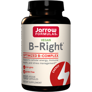 B-Right® by Jarrow Formulas in a 100 capsule bottle, an optimized B-complex