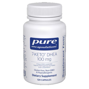 7-KETO™ DHEA 100 mg by Pure Encapsulations in a 120 capsule bottle, to support thermogenesis and healthy body composition