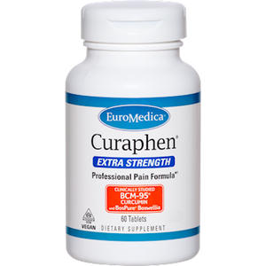 Curaphen® Extra Strength by EuroMedica in a 60 tablet bottle, for significant pain relief