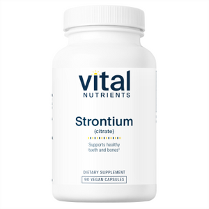Strontium (Citrate) 227 mg by Vital Nutrients in a 90 capsule bottle, to support healthy teeth and bones