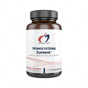 Homocysteine Supreme by Designs For Health in a 120 capsule bottle, to maintain a healthy homocysteine pathway