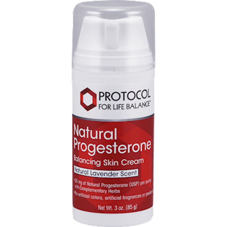 Natural Progesterone Cream Lavender by Protocol For Life Balance in a 3 ounce pump providing 20 mg of USP progesterone