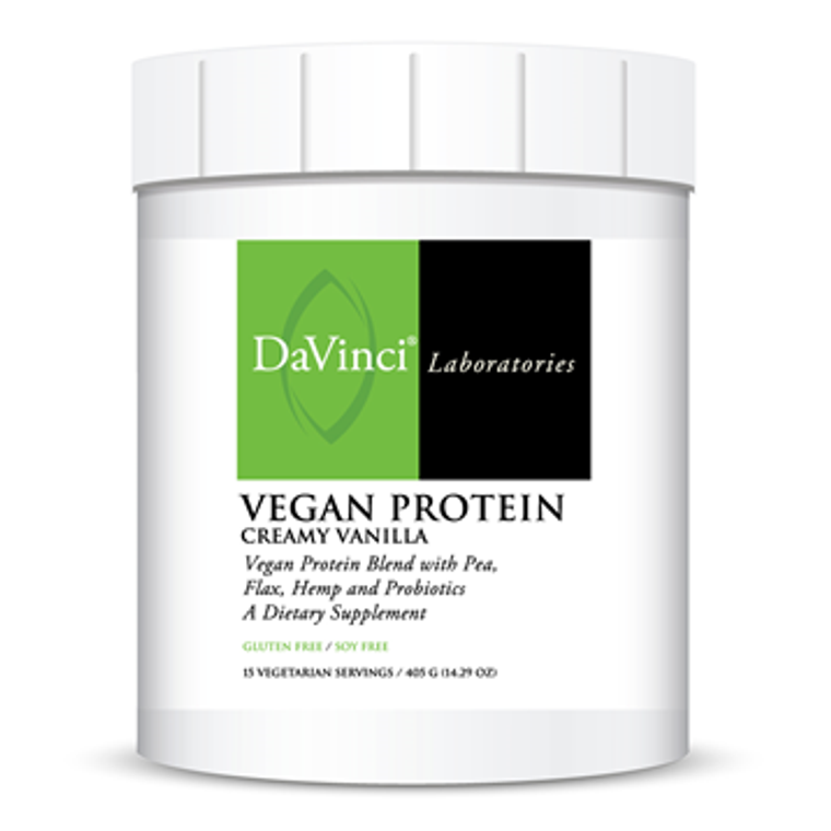 Vegan Protein Creamy Vanilla by DaVinci Labs in a 15 serving jar