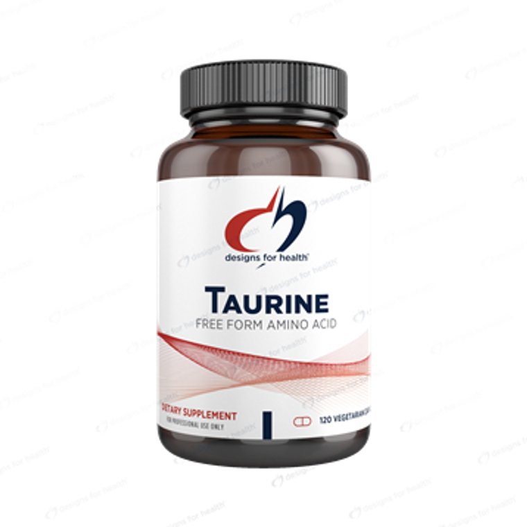 Taurine 1000 mg by Designs For Health in a 120 capsule bottle, to supply this sulfur-containing amino acid found mainly in meat and seafood