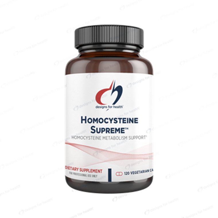 Homocysteine Supreme by Designs For Health in a 120 capsule bottle, to maintain a healthy homocysteine pathway