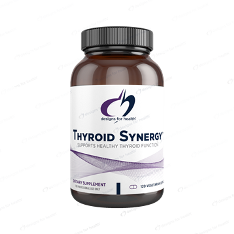 Thyroid Synergy by Designs For Health in a 120 capsule bottle, to support thyroid function