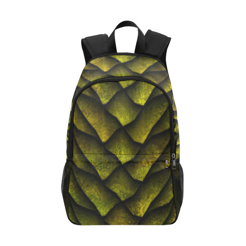 Yellow Dragon Fabric Backpack With Side Mesh Pockets (Model 1659)