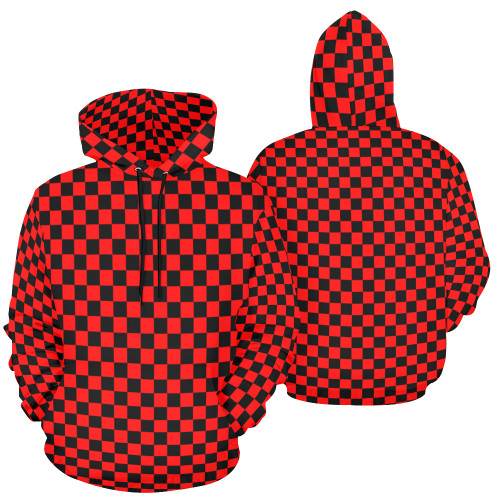 Red Checker All Over Print Hoodie for Men (USA Size) (Model H13)