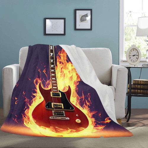 Fiery Guitar  Ultra-Soft Micro Fleece Blanket