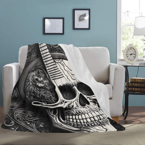 Skull Guitar Ultra-Soft Micro Fleece Blanket
