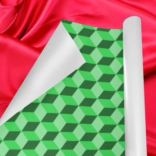 Green Cubes Wrapping Paper 58" x 23"