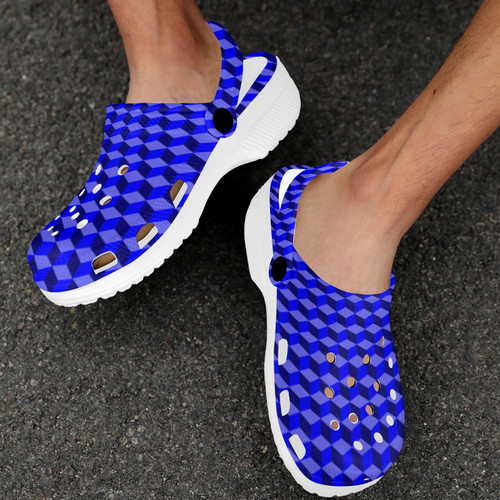 Blue Cube  Custom Print Foam Clogs for Adults