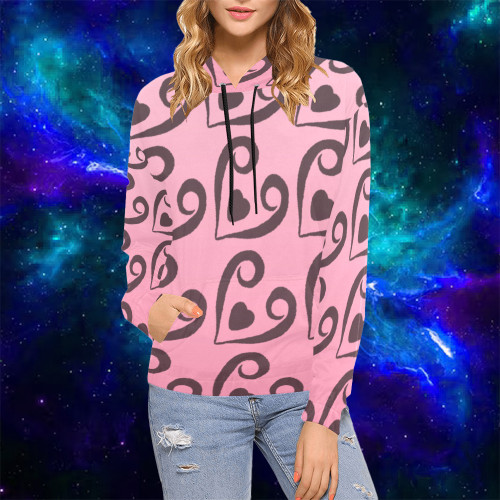 Hearts  All Over Print Hoodie for Women (USA Size) (Model H13)