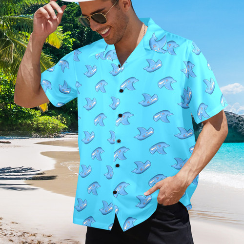 Angry Sharks Men's All Over Print Hawaiian Shirt (Model T58)
