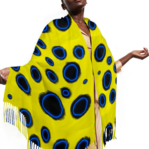 Blue Ring Octopus Tassel Scarf