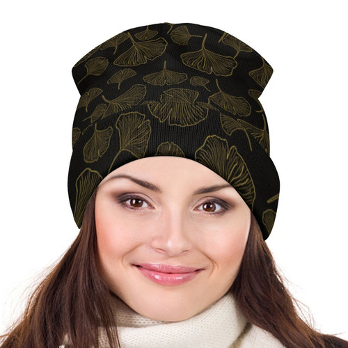Ginkgo Leaf Inverted All Over Print Knit Beanie