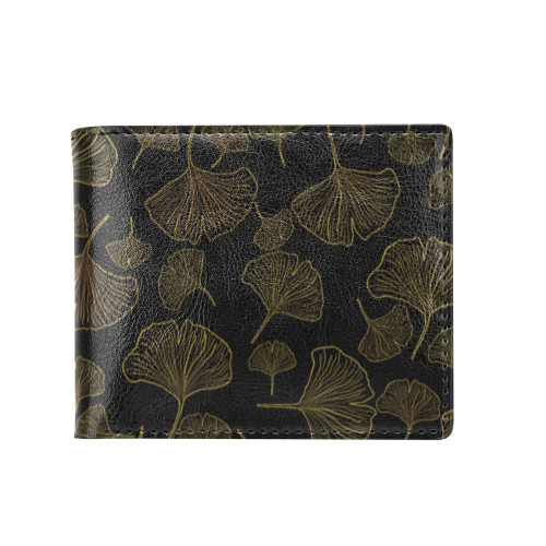 Gingko Leaf Inverted Bifold Wallet with Coin Pocket (Model 1706)