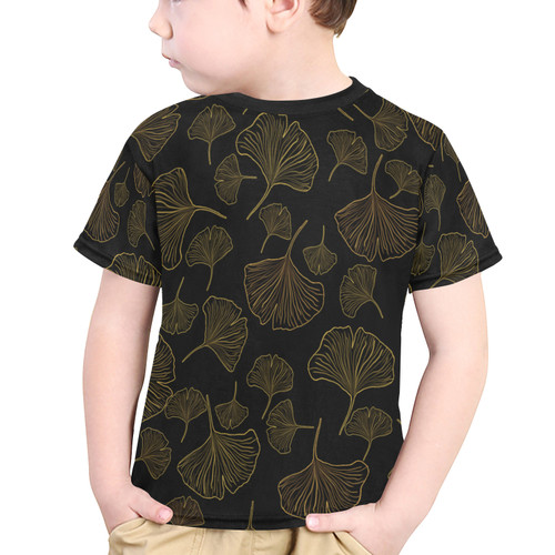 Gingko Leaf Inverted Little Kids' All Over Print Crew Neck T-Shirt (Model T40-2)