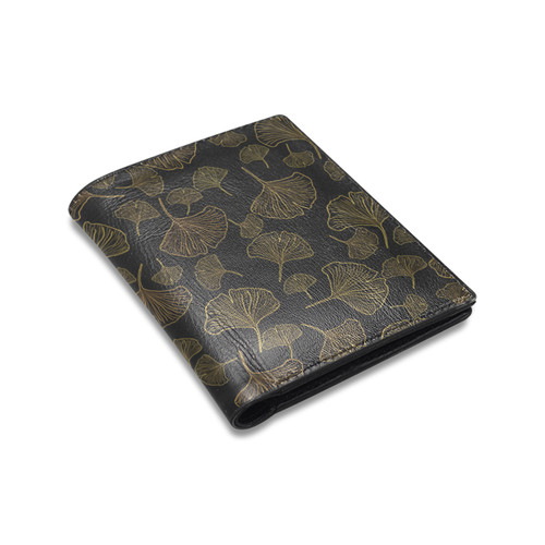 Ginkgo Leaves Inverted Men's Leather Wallet (Model 1612)